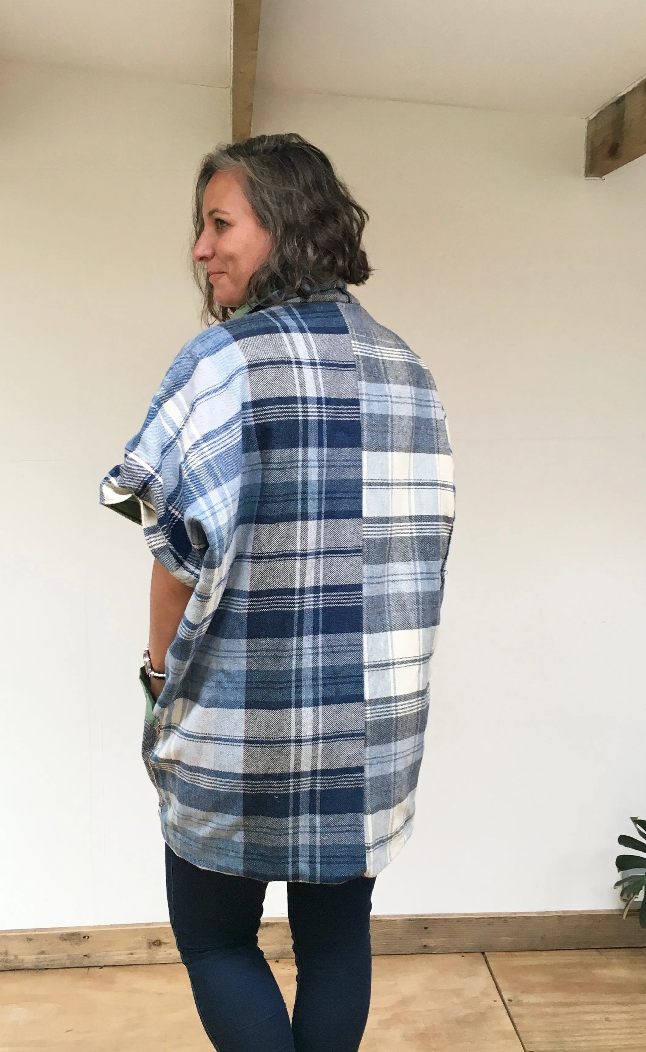 *50%* SALE* Lined Cocoon Coat | Blue/Green
