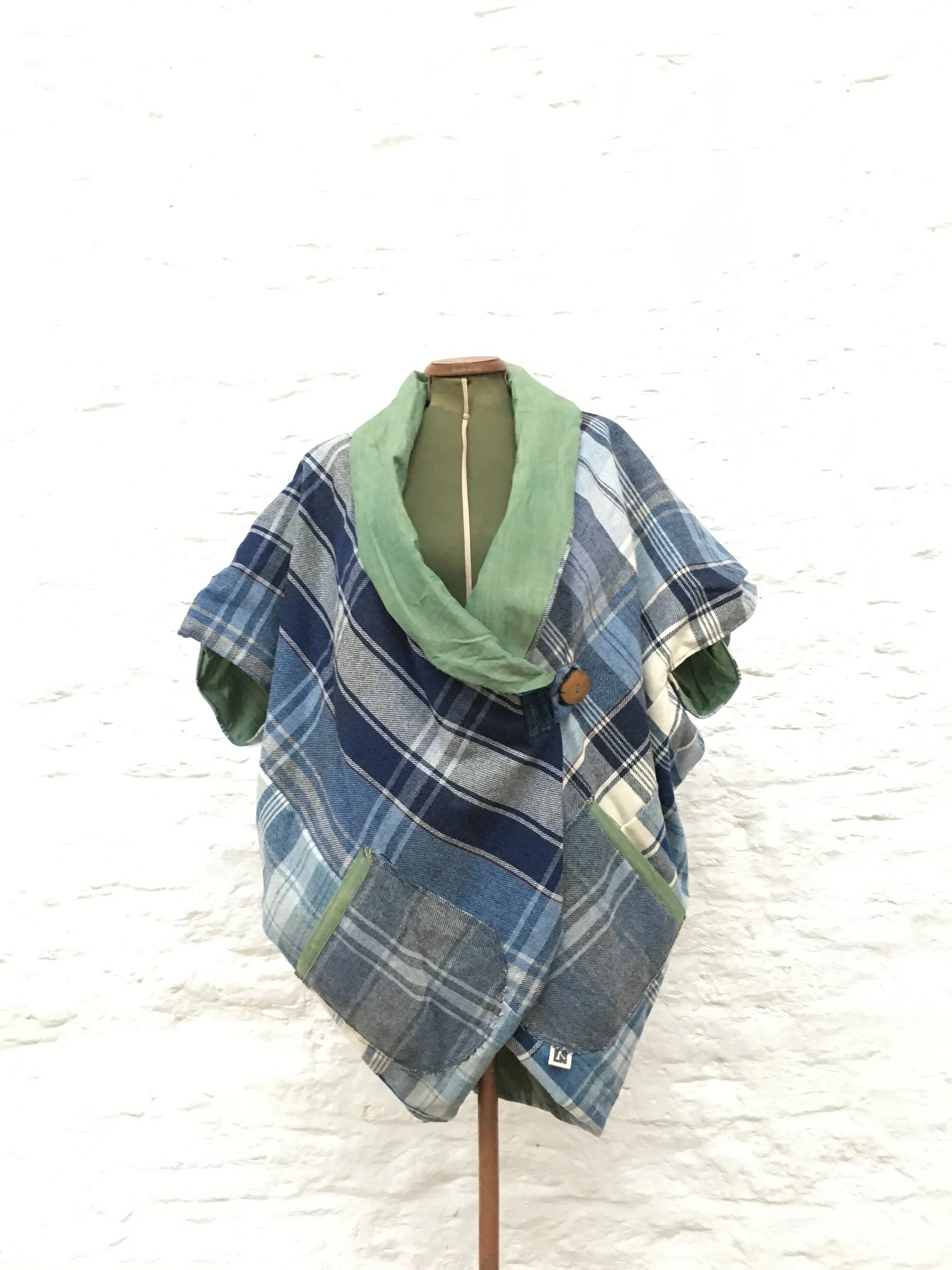 *50%* SALE* Lined Cocoon Coat | Blue/Green