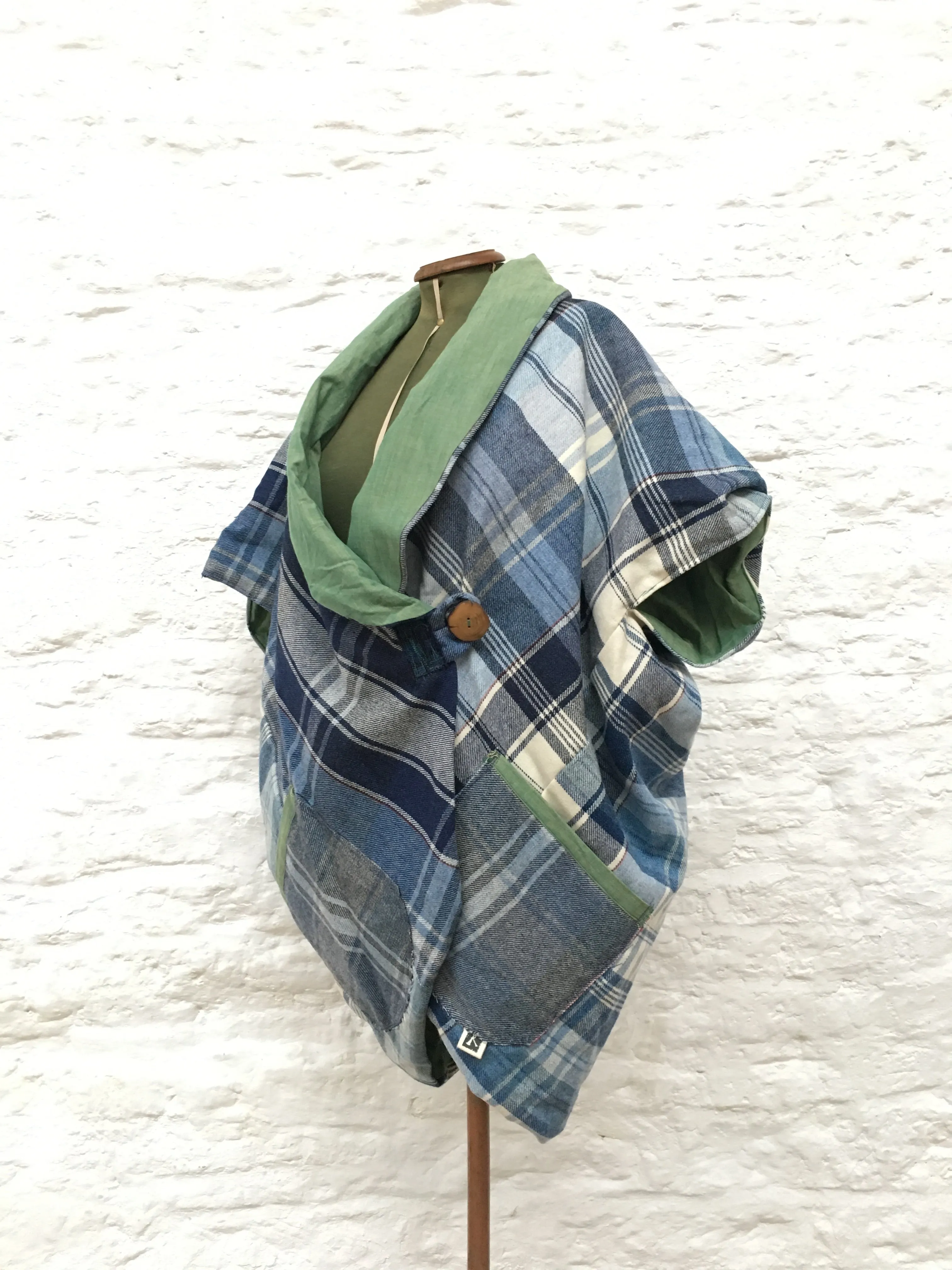 *50%* SALE* Lined Cocoon Coat | Blue/Green