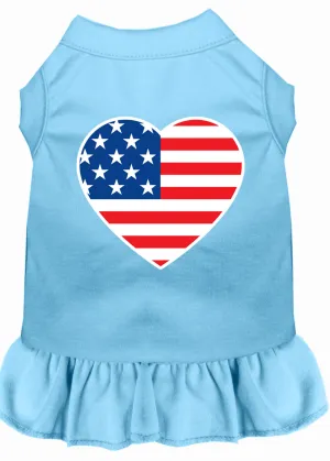American Flag Heart Screen Print Dress Baby Blue Xxl