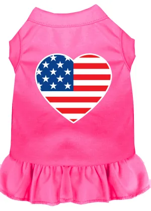 American Flag Heart Screen Print Dress Bright Pink Xl