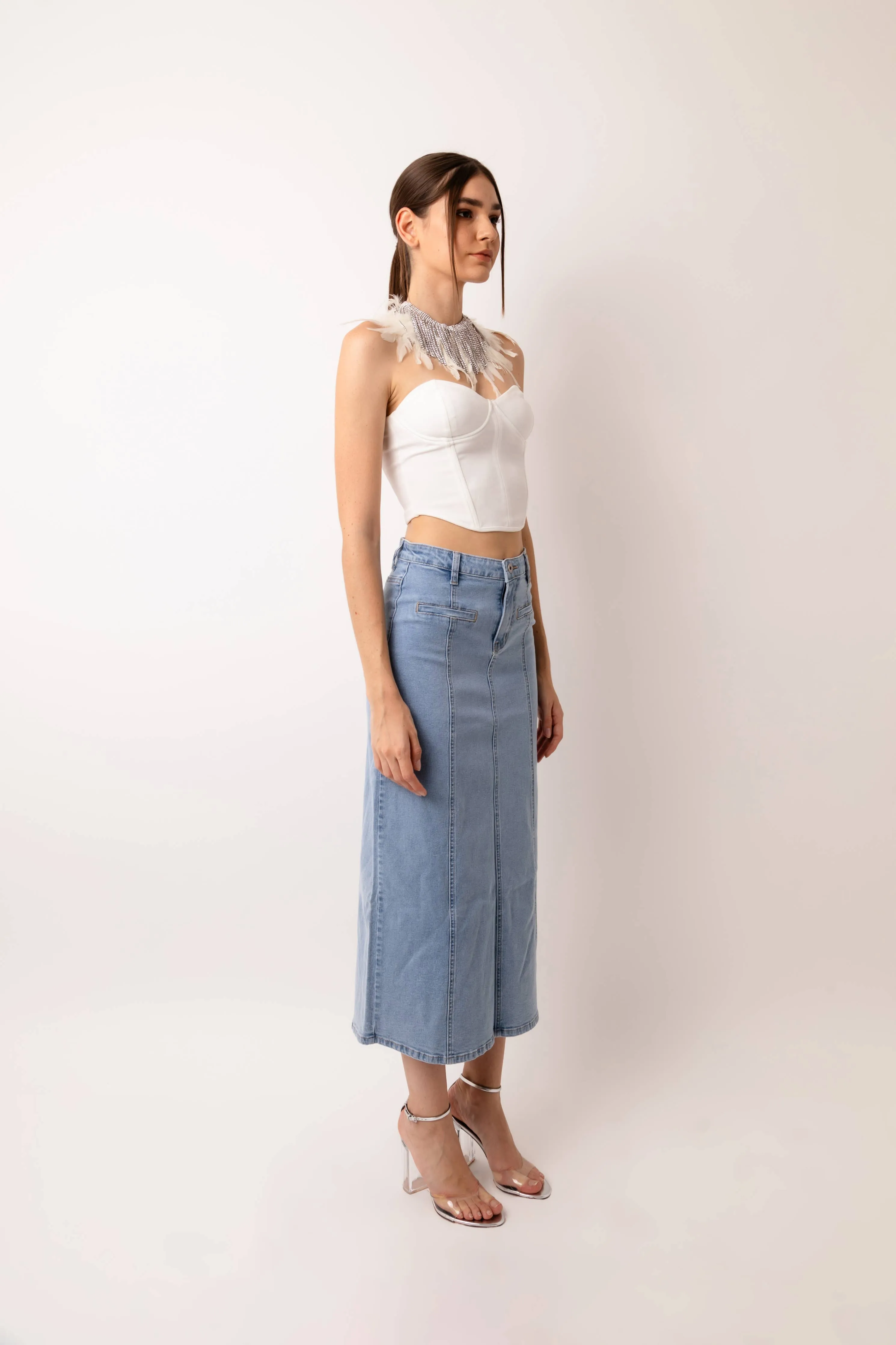 Amy Lynn - Rio Rear Slip Denim Maxi Skirt