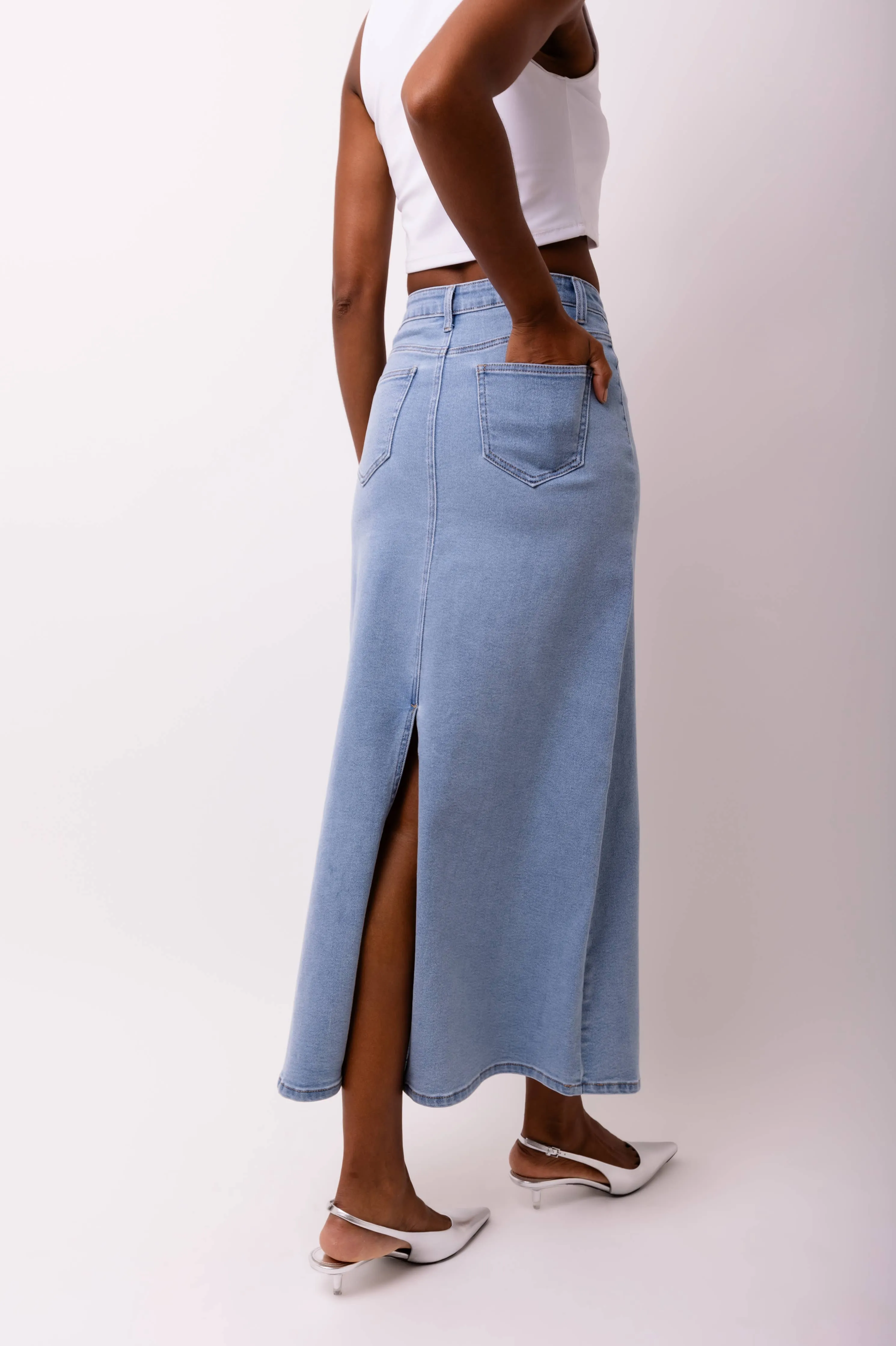 Amy Lynn - Rio Rear Slip Denim Maxi Skirt
