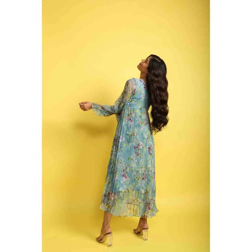 AROOP SHOP INDIA Blue Tory Floral Print Maxi Dress