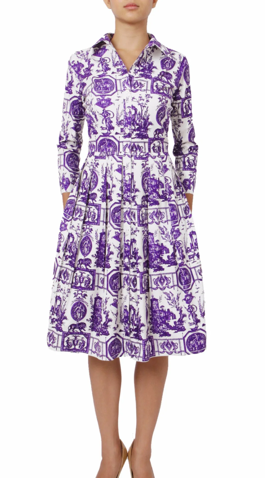 Audrey Dress Shirt Collar 3/4 Sleeve Regular Cotton Stretch (Toile du Jour)