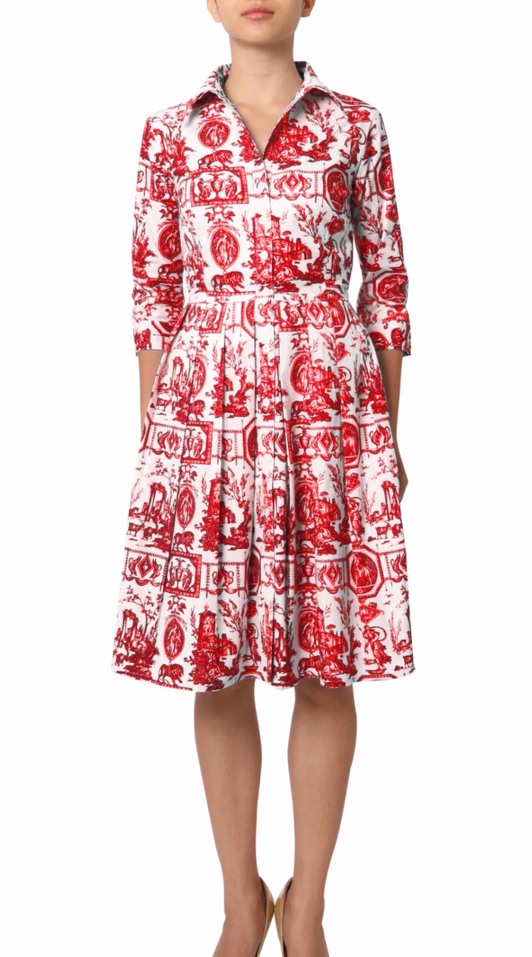 Audrey Dress Shirt Collar 3/4 Sleeve Regular Cotton Stretch (Toile du Jour)