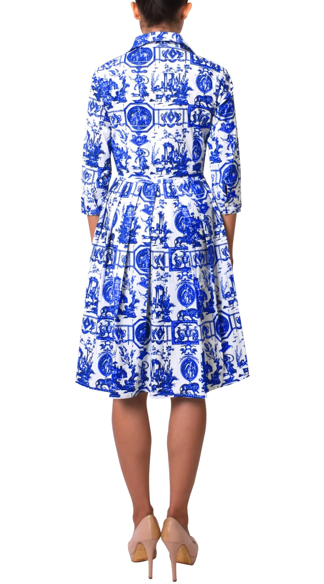 Audrey Dress Shirt Collar 3/4 Sleeve Regular Cotton Stretch (Toile du Jour)