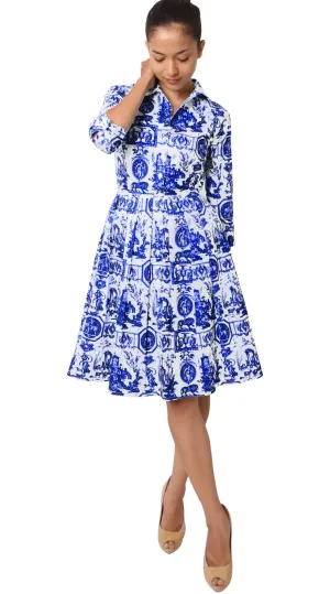 Audrey Dress Shirt Collar 3/4 Sleeve Regular Cotton Stretch (Toile du Jour)