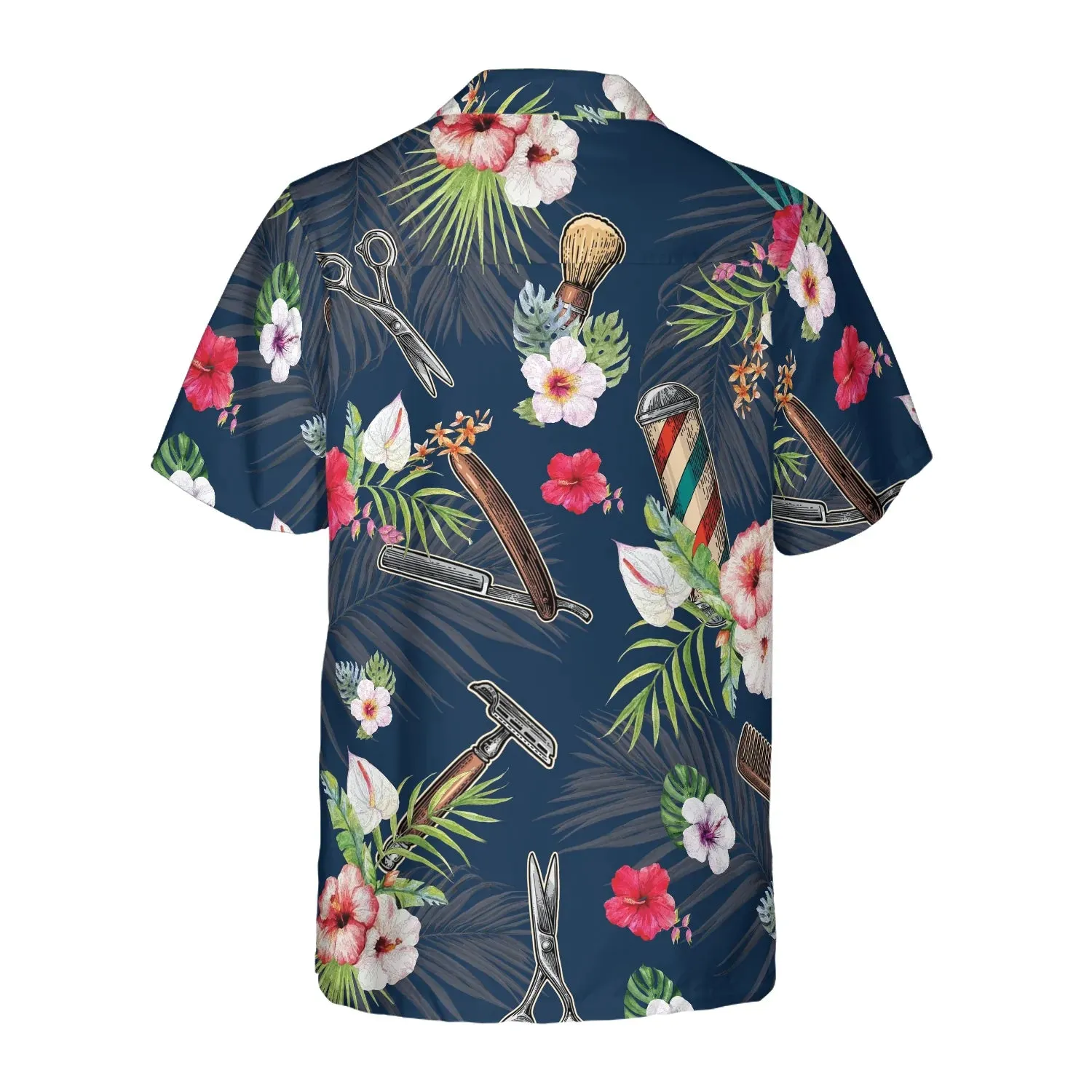 Barber Tools Tropical Pattern Hawaiian Shirt, Barber Symbol Aloha Shirt Summer For Men, Best Gift For Barber, Summer, Husband, Boyfriend