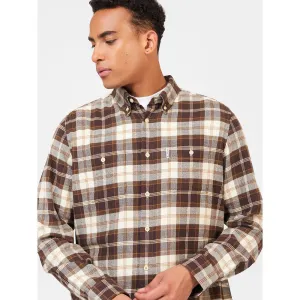 Ben Sherman Long Sleeve Shirt: Brushed Plaid - Chocolate