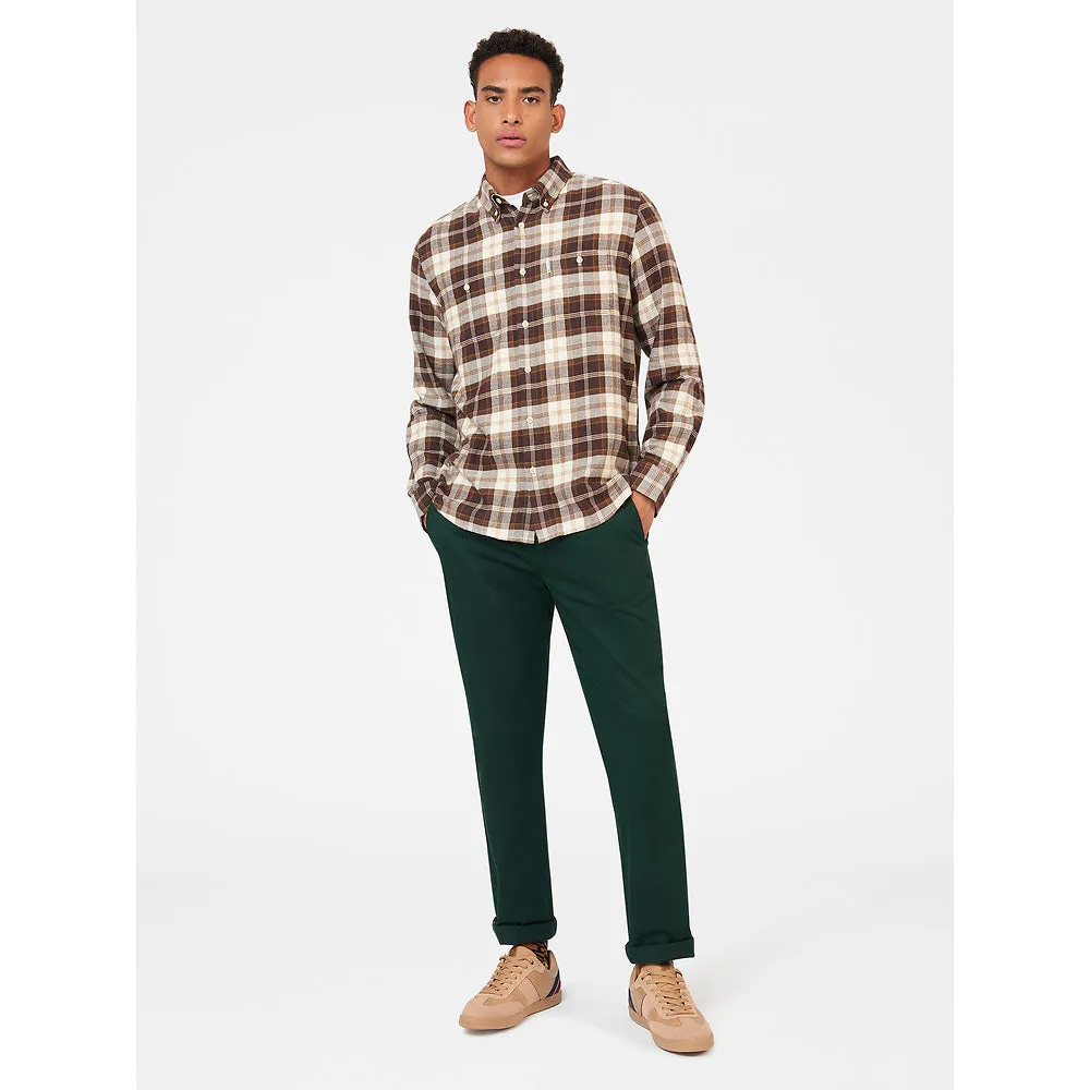 Ben Sherman Long Sleeve Shirt: Brushed Plaid - Chocolate