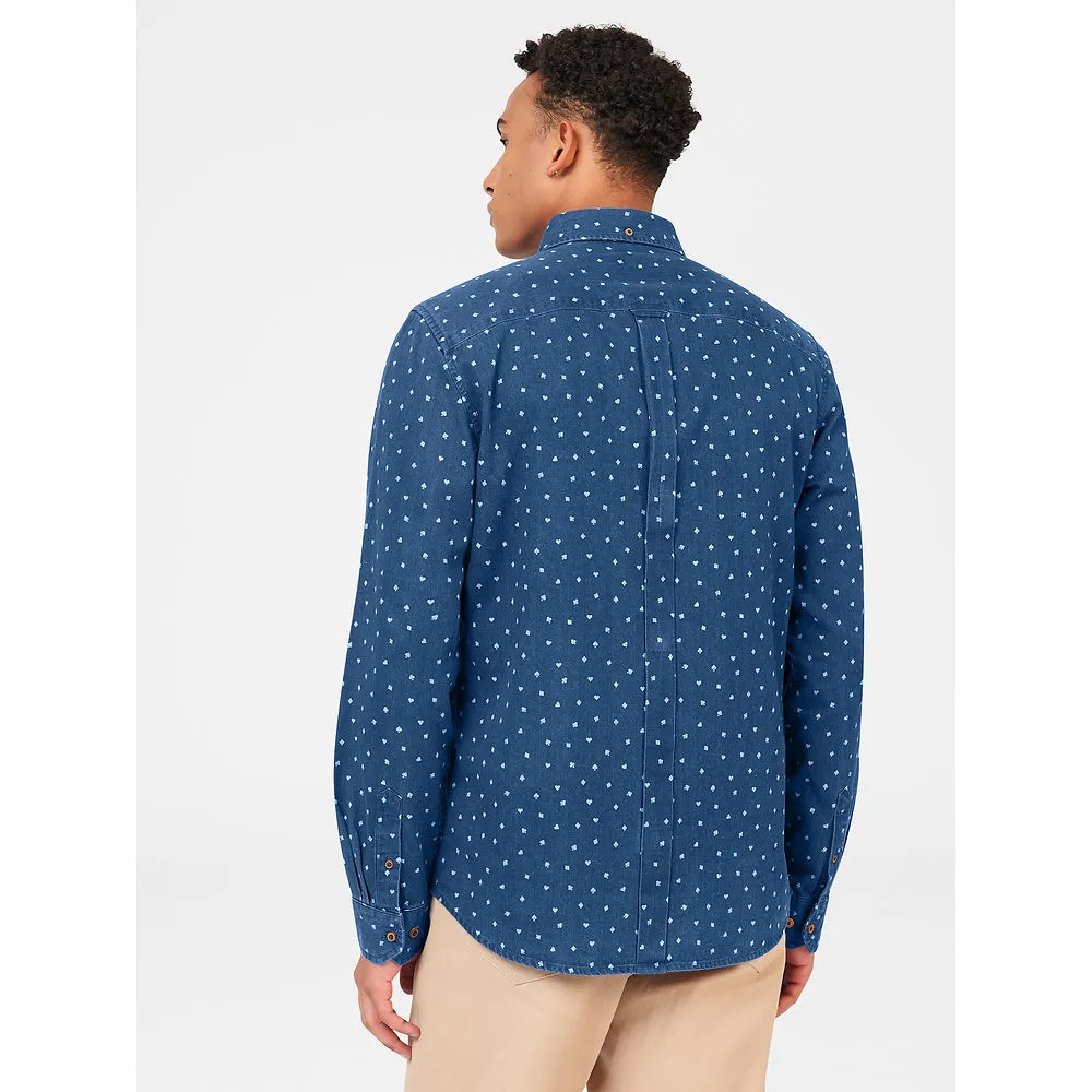 Ben Sherman Long Sleeve Shirt: Card Print - Indigo