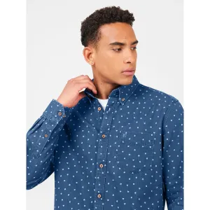 Ben Sherman Long Sleeve Shirt: Card Print - Indigo