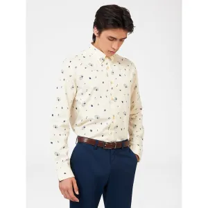 Ben Sherman Long Sleeve Shirt: Game Night - Ecru
