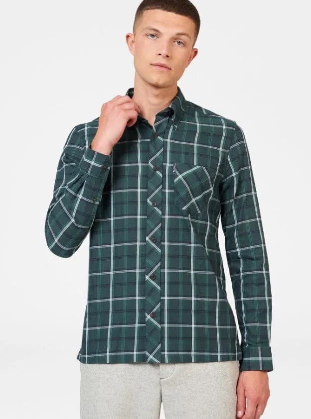 Ben Sherman Long Sleeve Shirt: Mid Check - Fraser Green