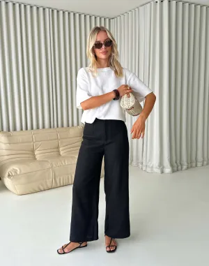 Beth Pants - High Waist Relaxed Tweed Pants - Black