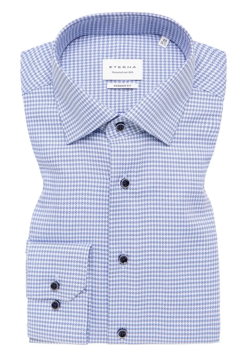 Blå strykefri skjorte eterna modern fit
