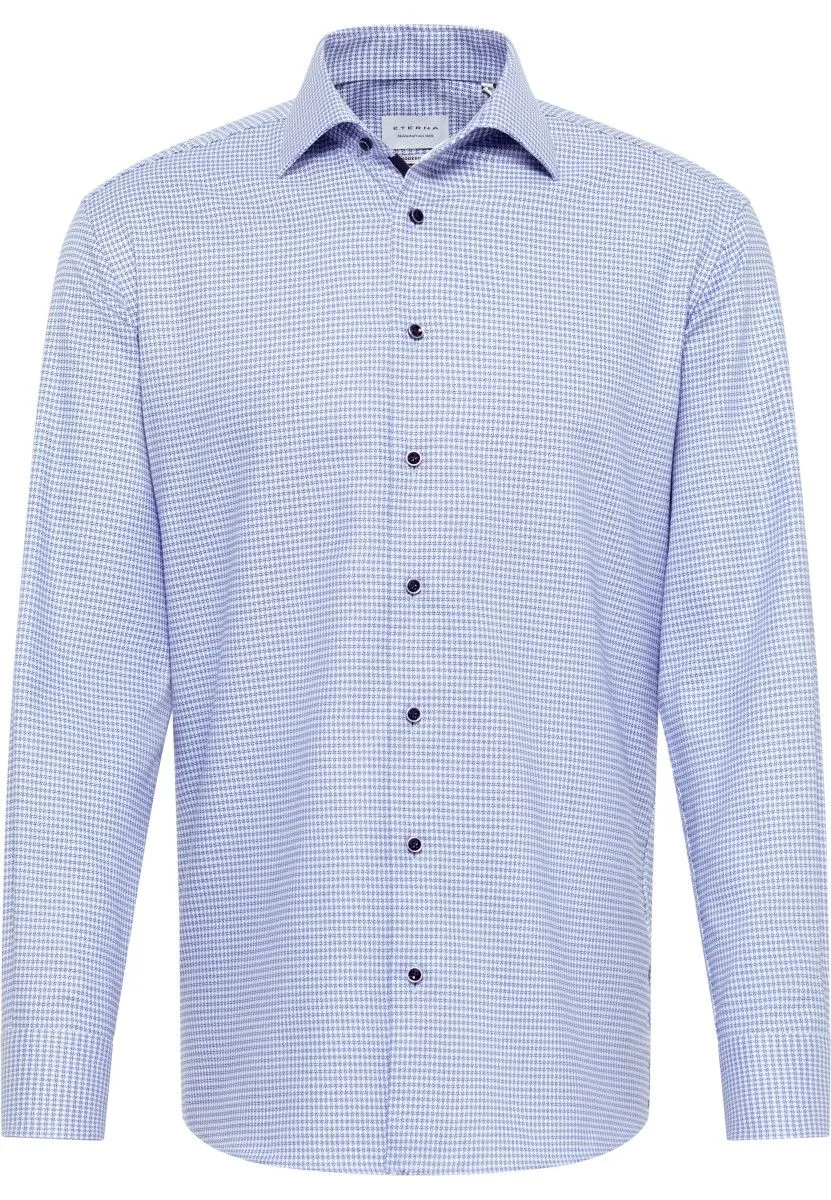 Blå strykefri skjorte eterna modern fit