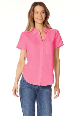 Button Front Collar Shirt - Tropical Pink