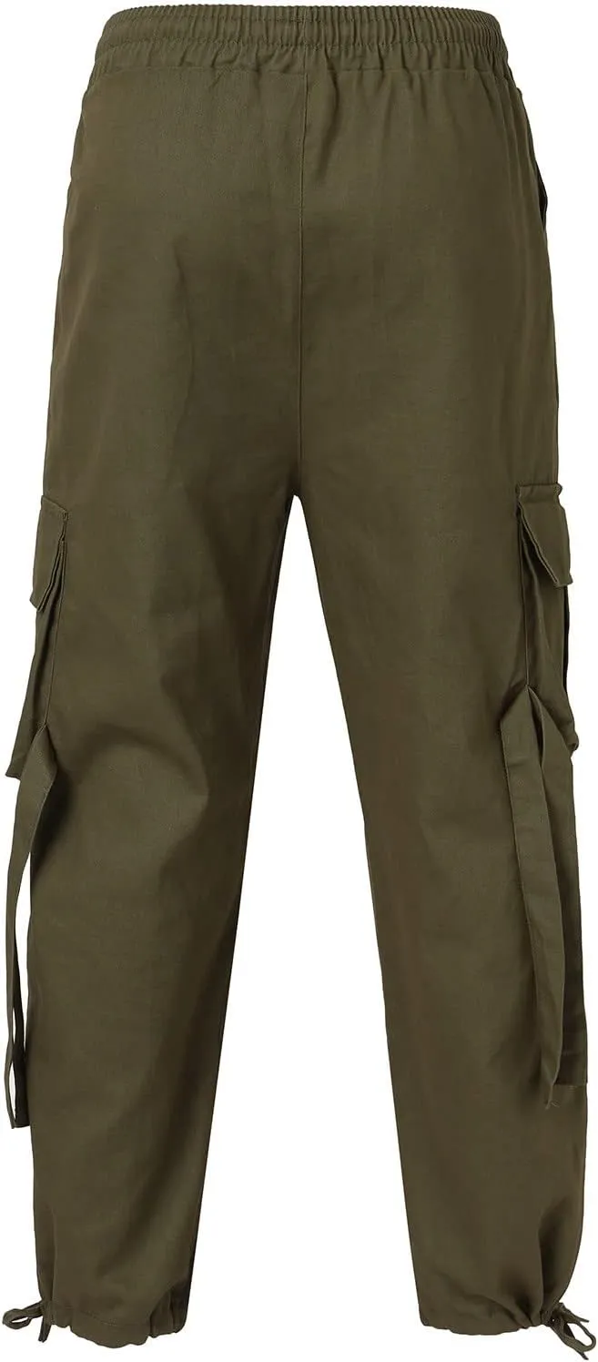 Cargo Pants for Men Big and Tall, Cotton Thick Workout Jogging Athletic Tapered Pants with Pockets Men's Heavy Weight
