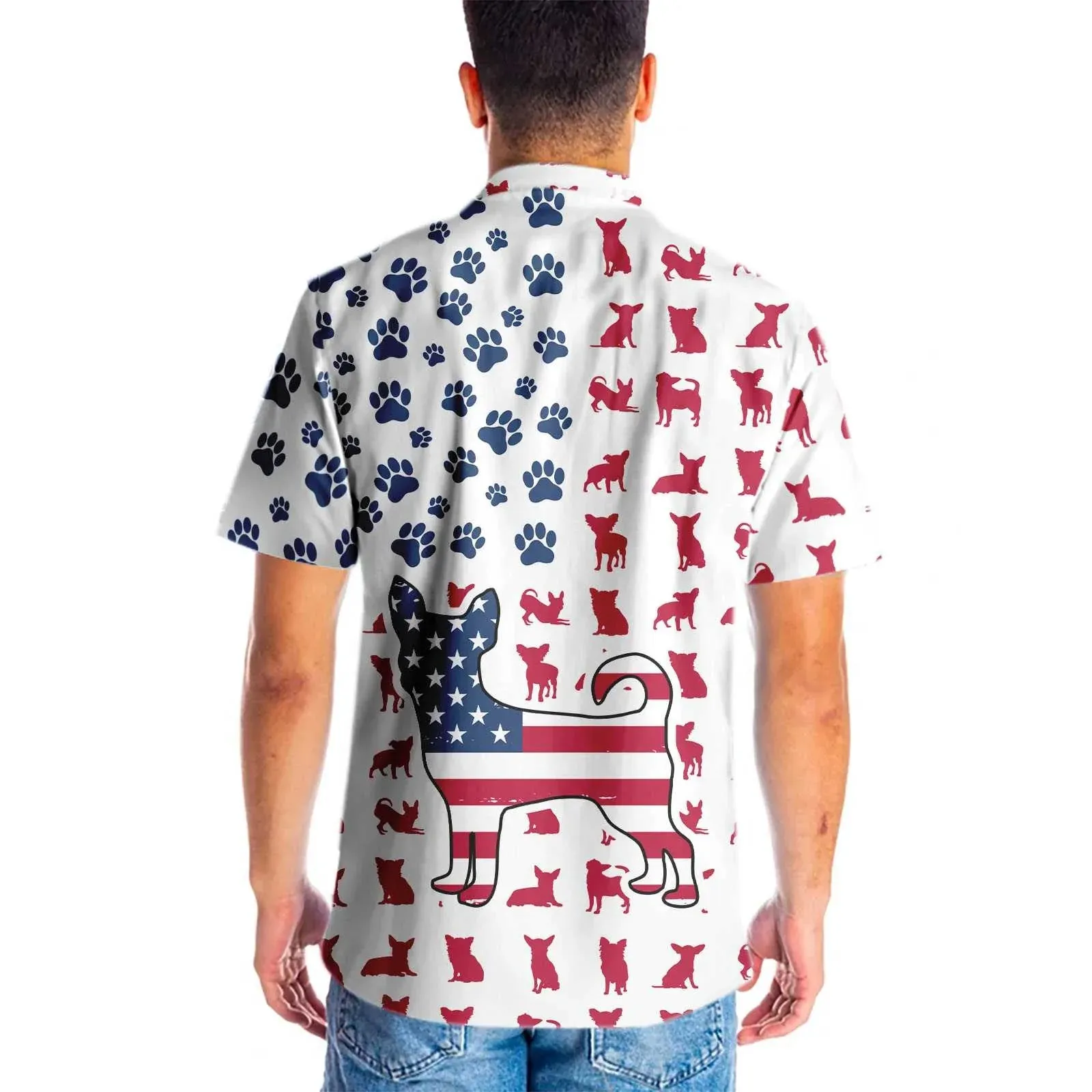 Chihuahua American Flag Hawaiian Shirt, Chihuahua Paw Aloha Shirt For Men & Women, Best Gift For Chihuahua Lovers, Patriot