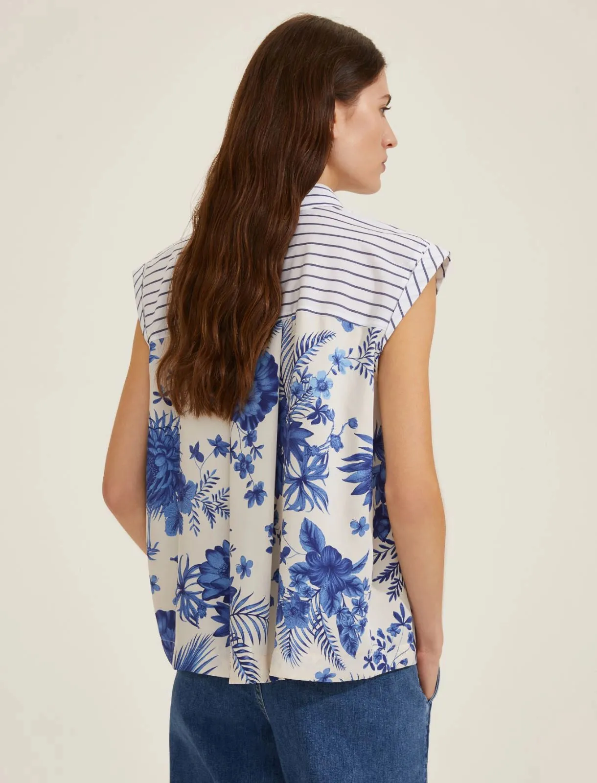 EBM-251511118 STIPITE CREAM&FLORAL BACK BLOUSE