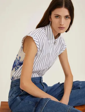 EBM-251511118 STIPITE CREAM&FLORAL BACK BLOUSE
