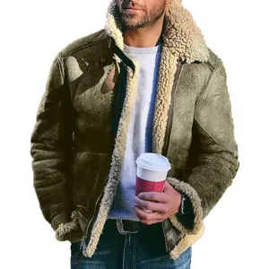 Faux Leather Men's Winter Warm Jacket