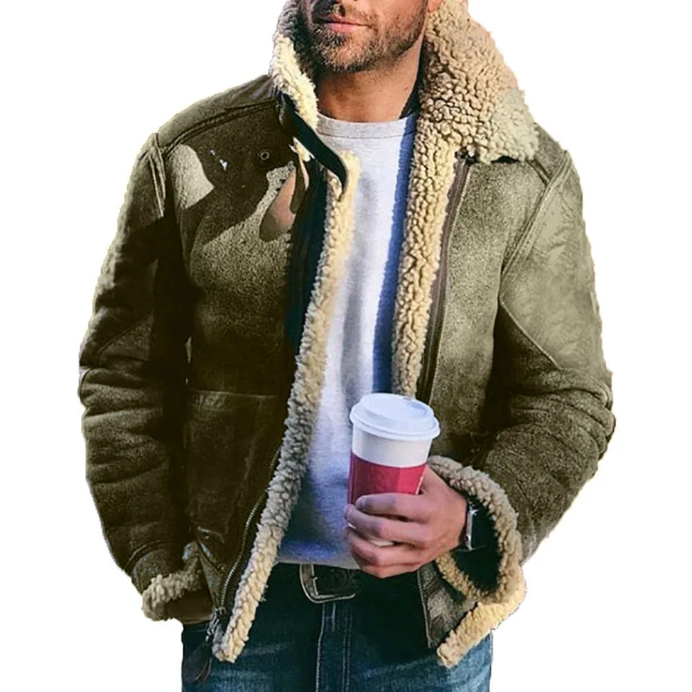 Faux Leather Men's Winter Warm Jacket