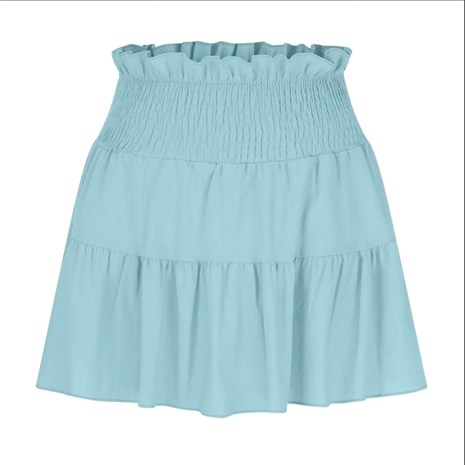 Flowy Mini Skirts for Women Summer Trendy Layered Elastic Low Waisted Tiered Pleated Swing Short A Line Skirt