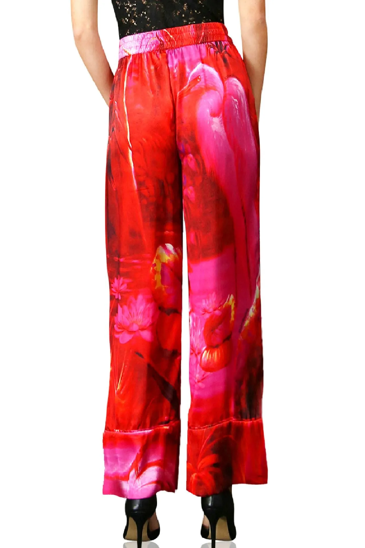 Fuchsia Straight Leg Pants in Silk