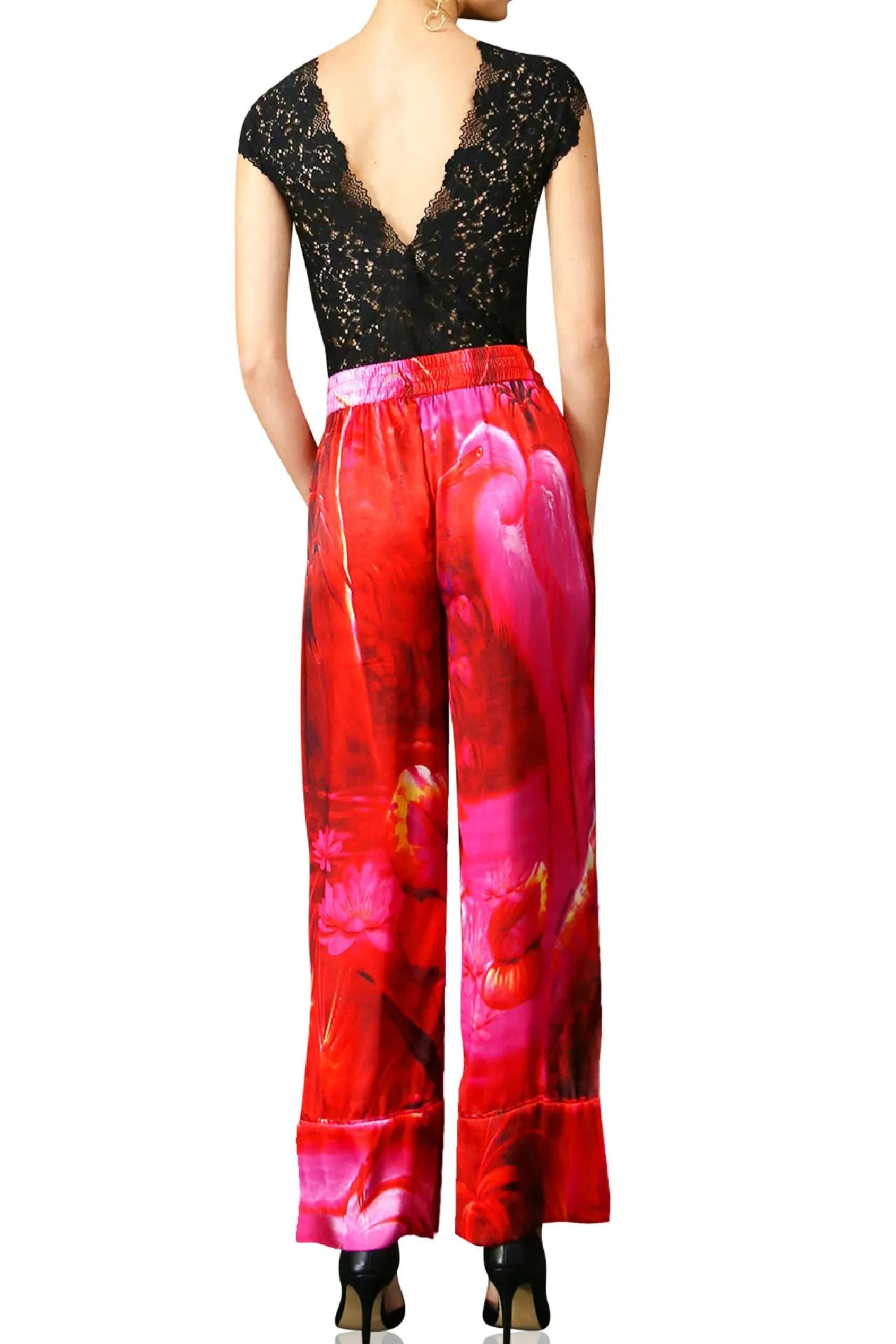 Fuchsia Straight Leg Pants in Silk