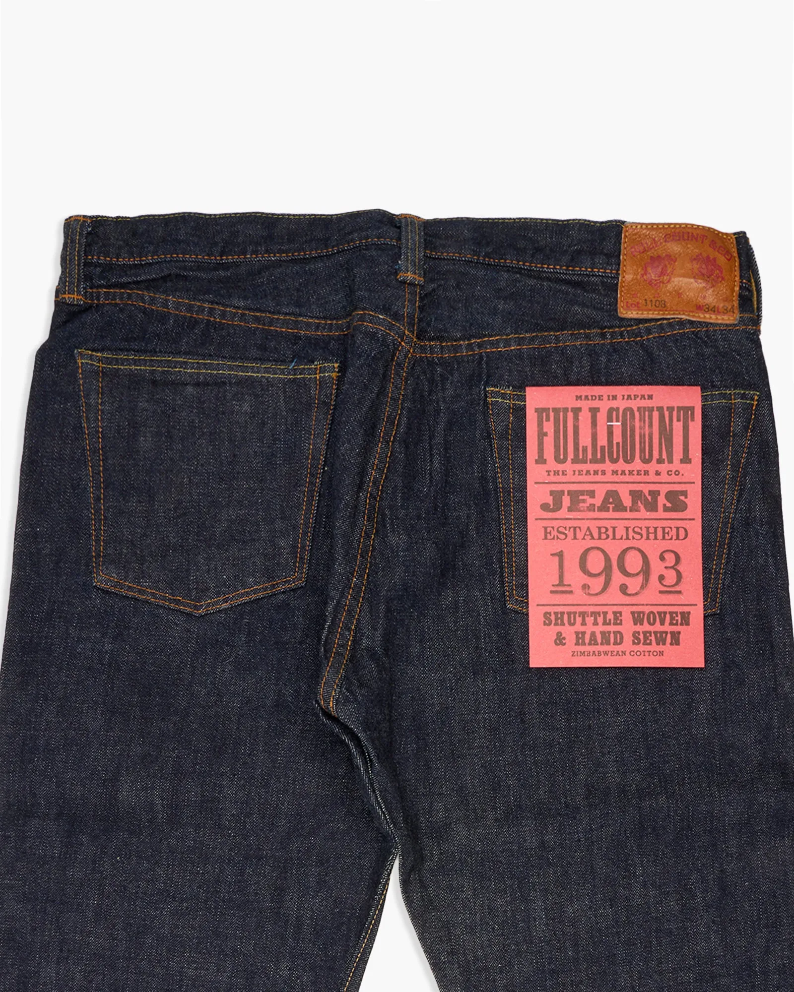 Fullcount 1108W 13.7oz Selvedge Slim Straight Mens Jeans - Indigo Onewash