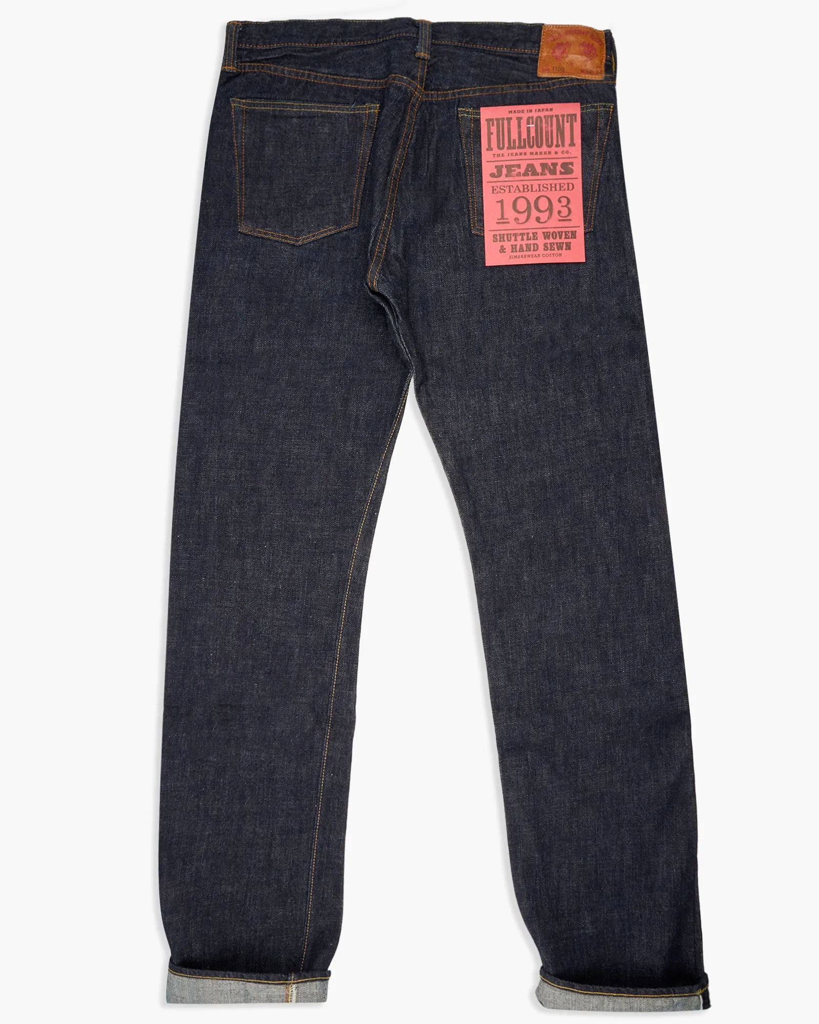 Fullcount 1108W 13.7oz Selvedge Slim Straight Mens Jeans - Indigo Onewash