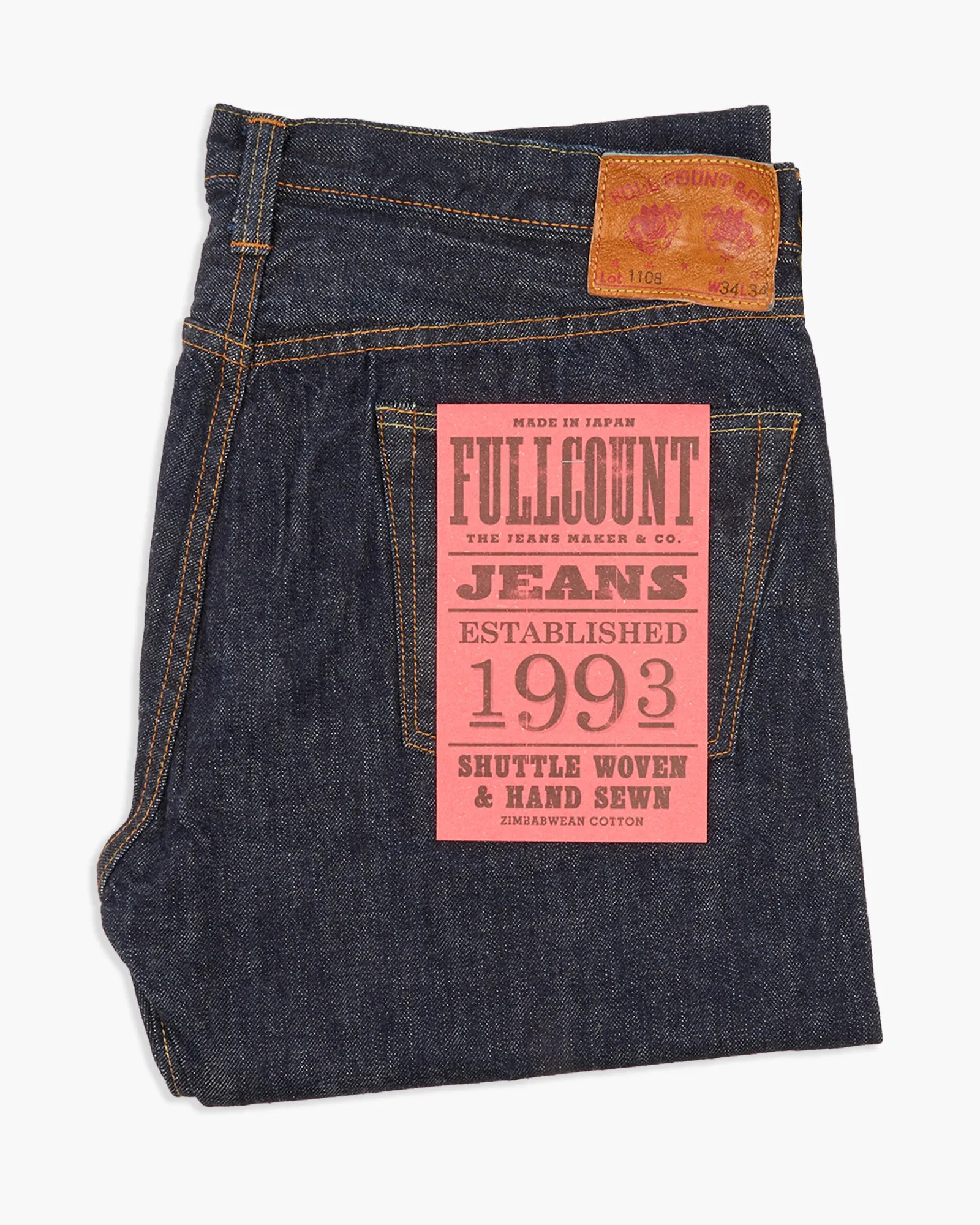 Fullcount 1108W 13.7oz Selvedge Slim Straight Mens Jeans - Indigo Onewash