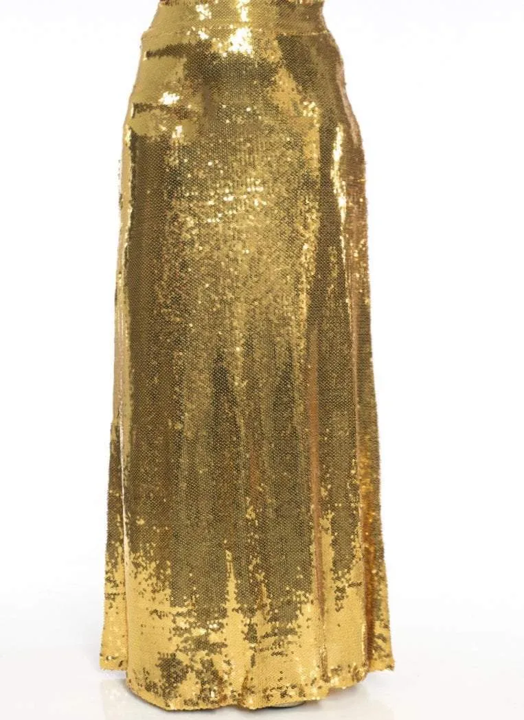 Gold Sequin Maxi Skirt