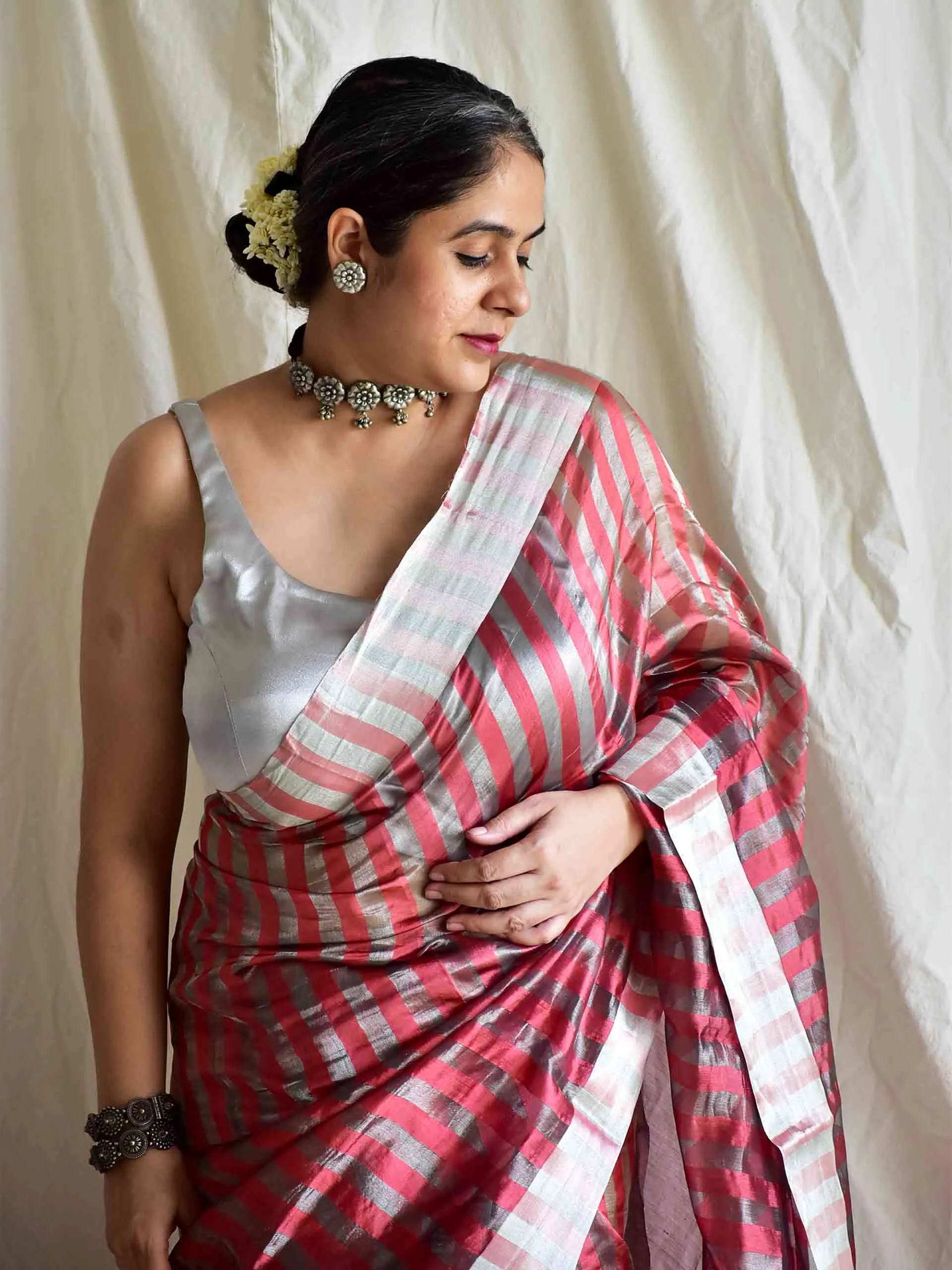 grey mood - Handloom chanderi silk saree