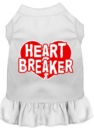 Heart Breaker Screen Print Dress White Lg