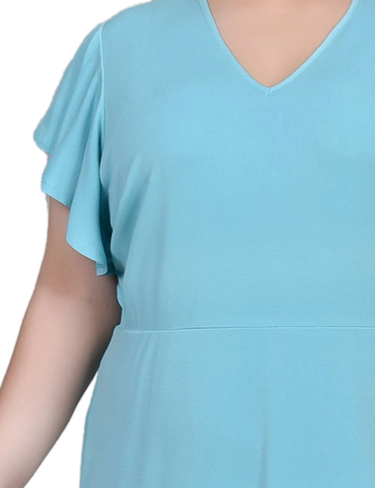 Jade Flutter Sleeve Dress With Flounced Hem - Plus