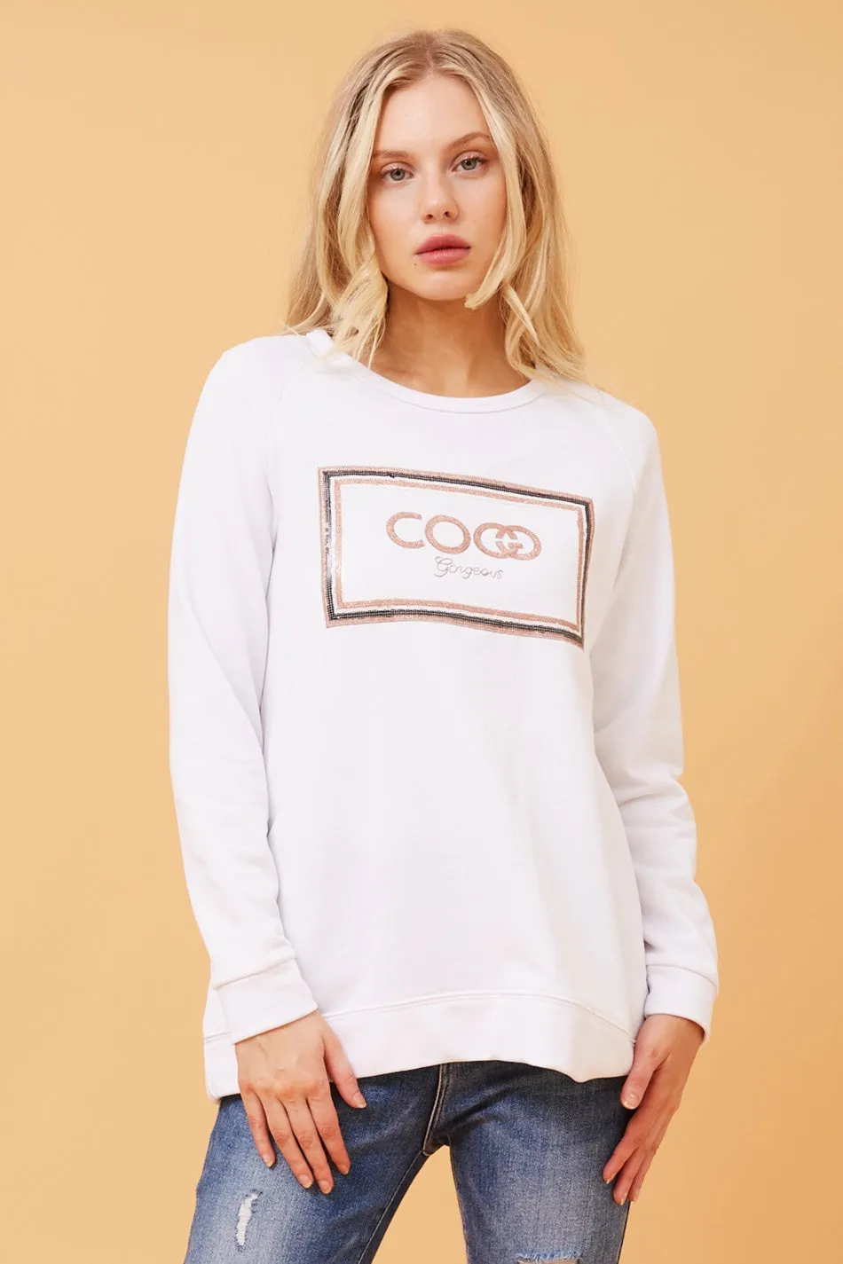 JADORE SEQUIN GRAPHIC JUMPER