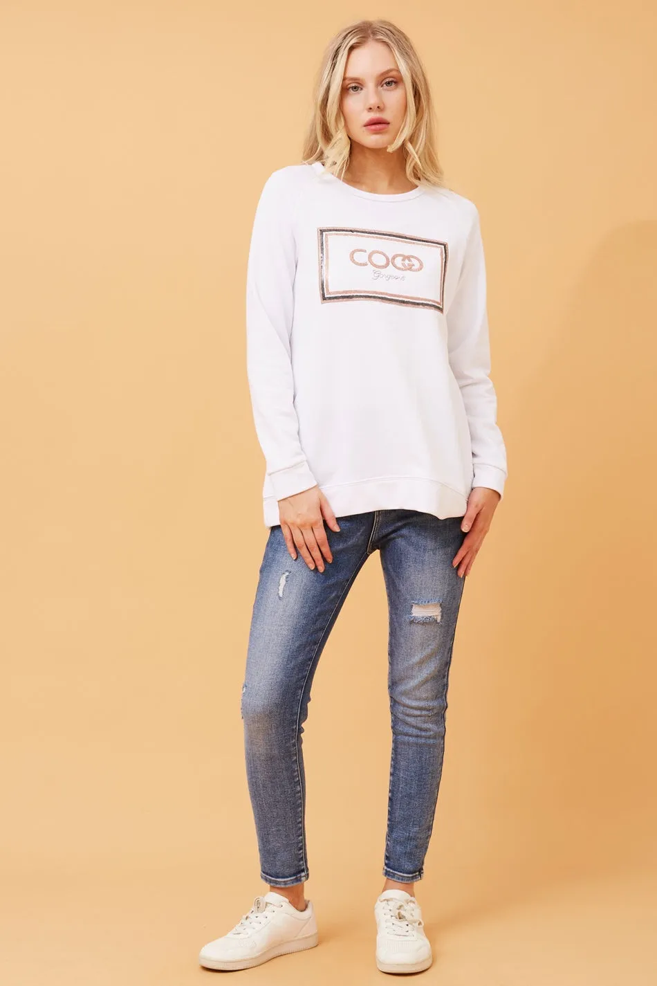JADORE SEQUIN GRAPHIC JUMPER