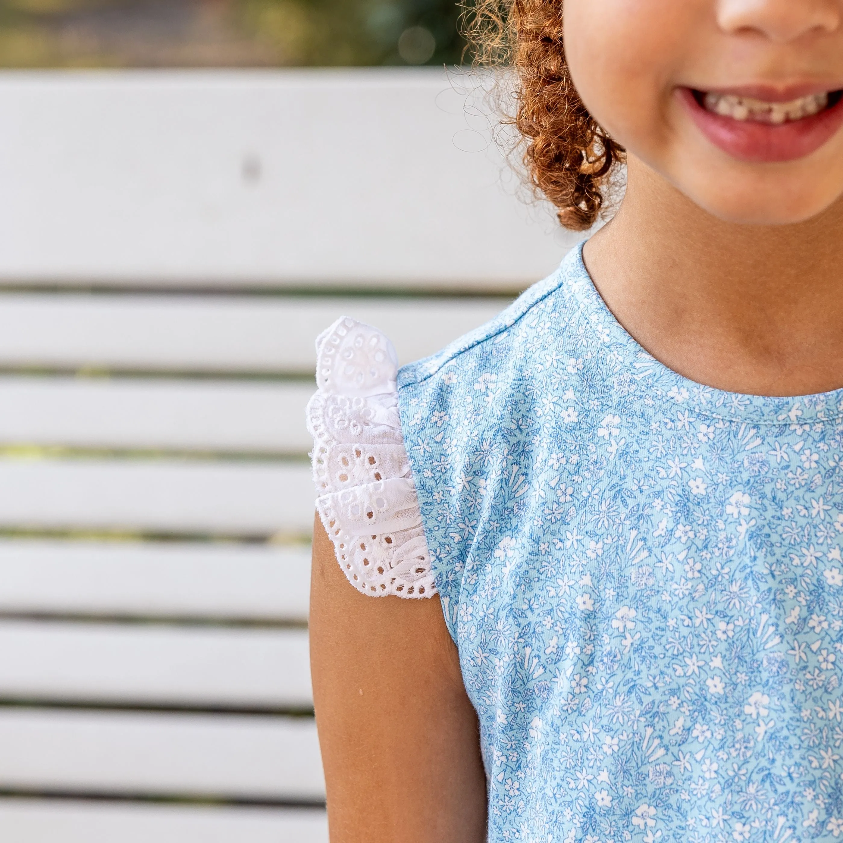 Jill Girls Twirly Dress - Sky Blue Posies