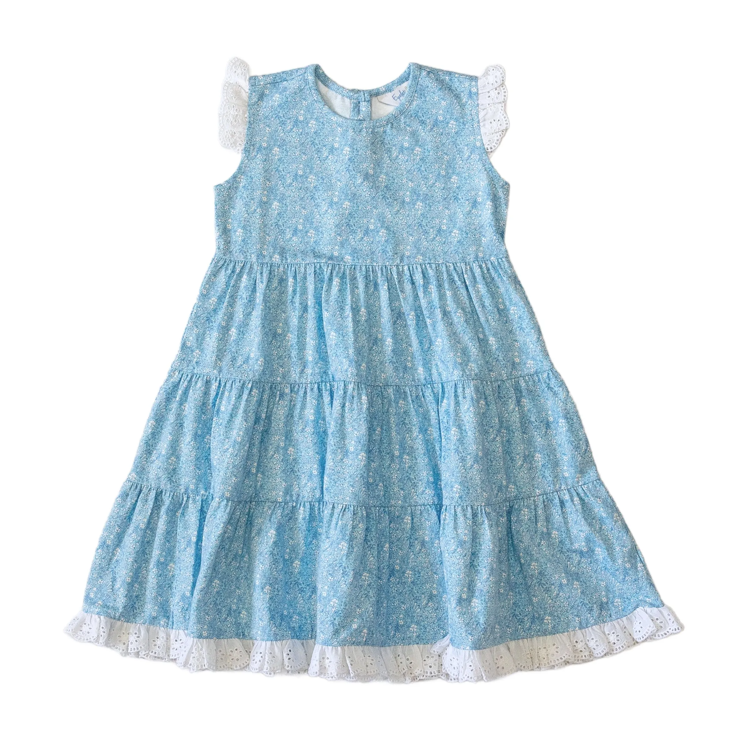 Jill Girls Twirly Dress - Sky Blue Posies