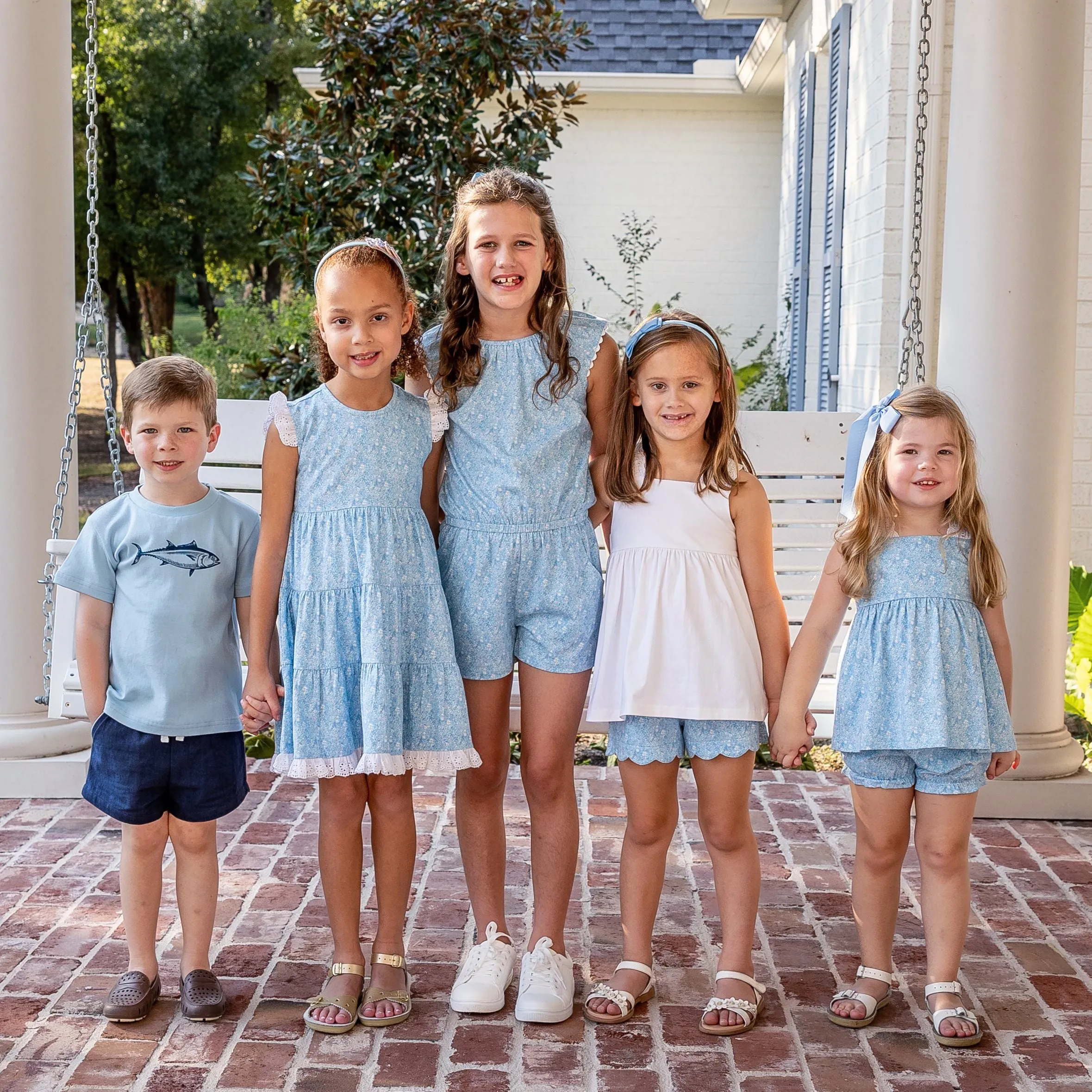 Jill Girls Twirly Dress - Sky Blue Posies