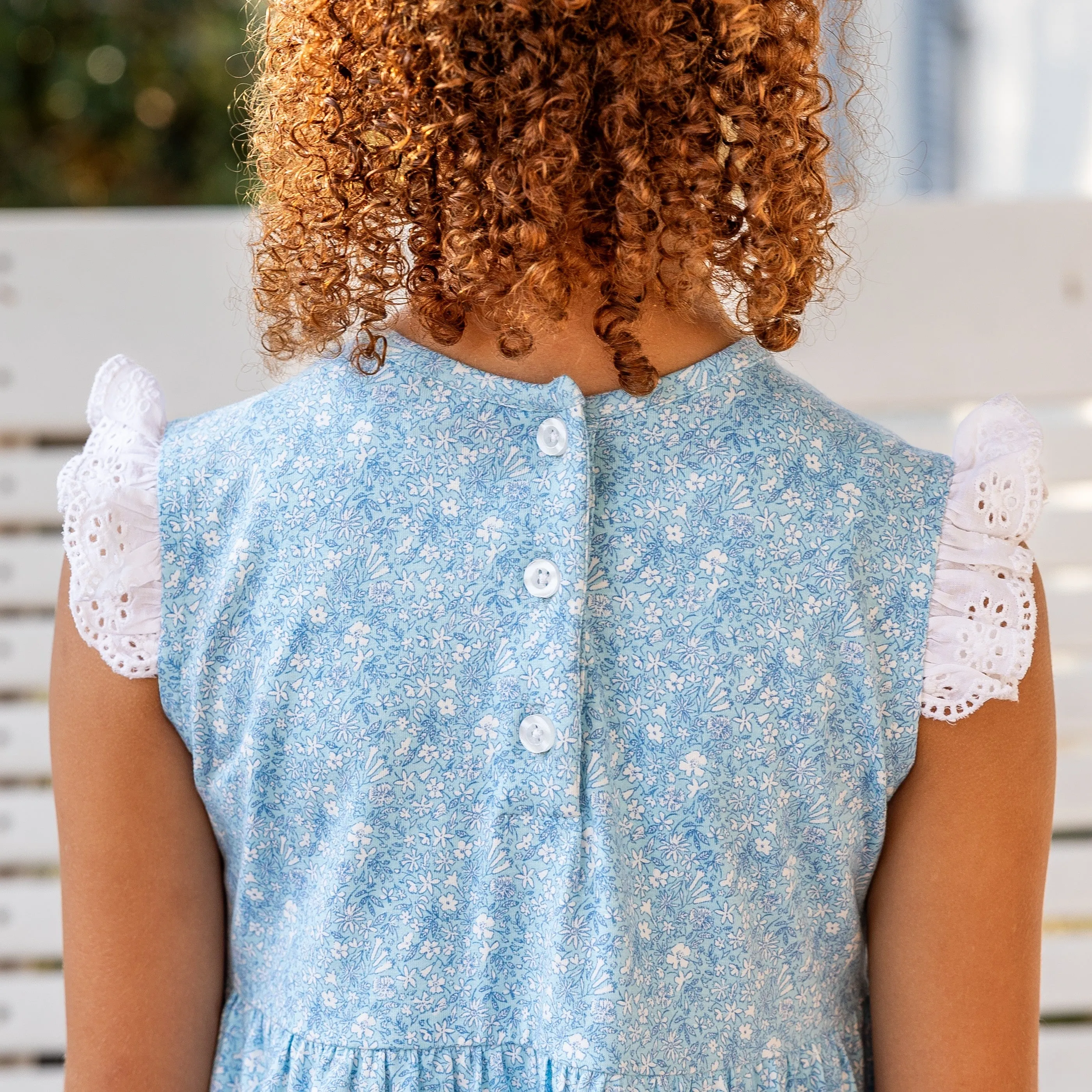 Jill Girls Twirly Dress - Sky Blue Posies