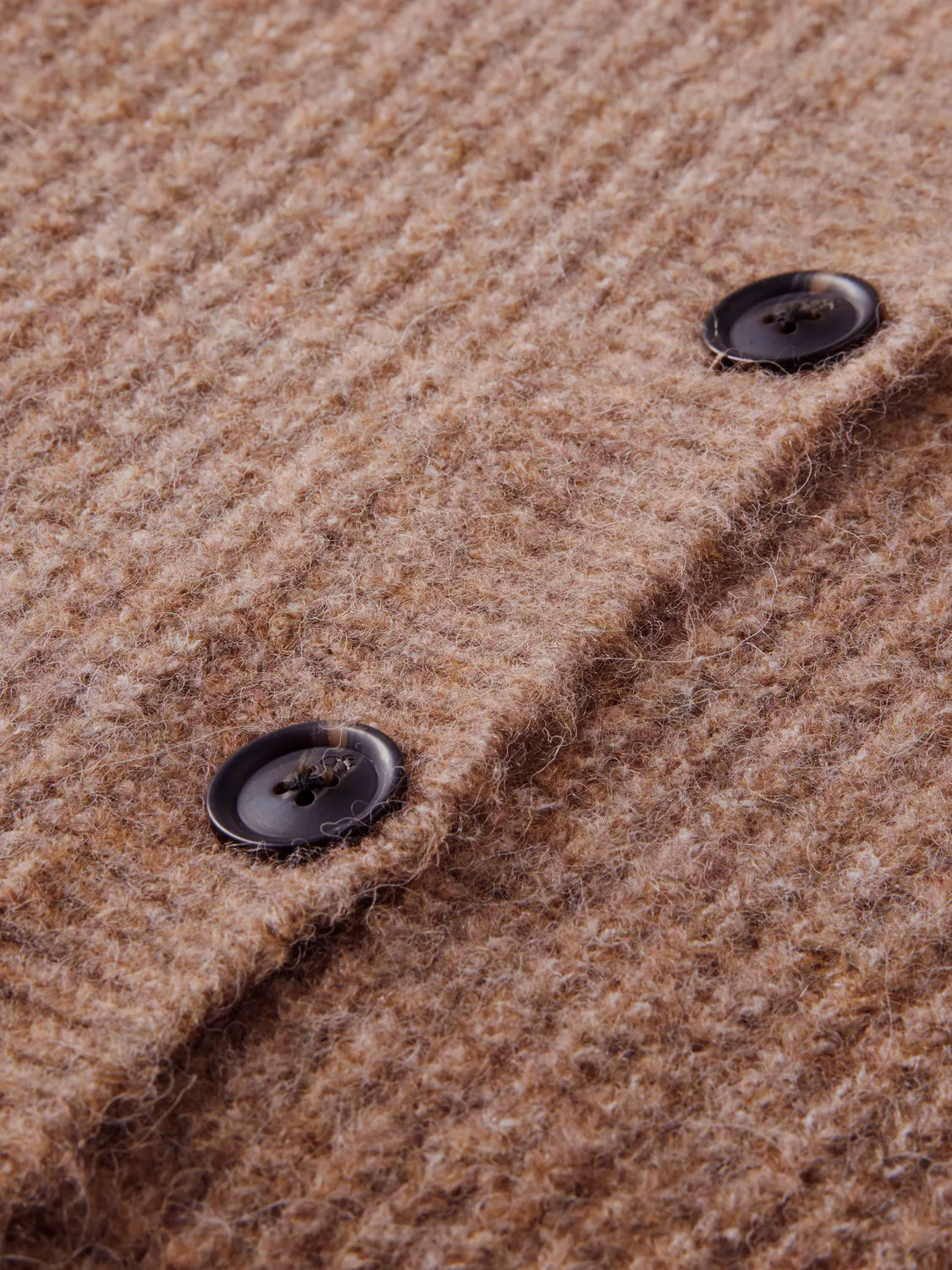 Knitted Crewneck Cardigan with Puffed Sleeves
