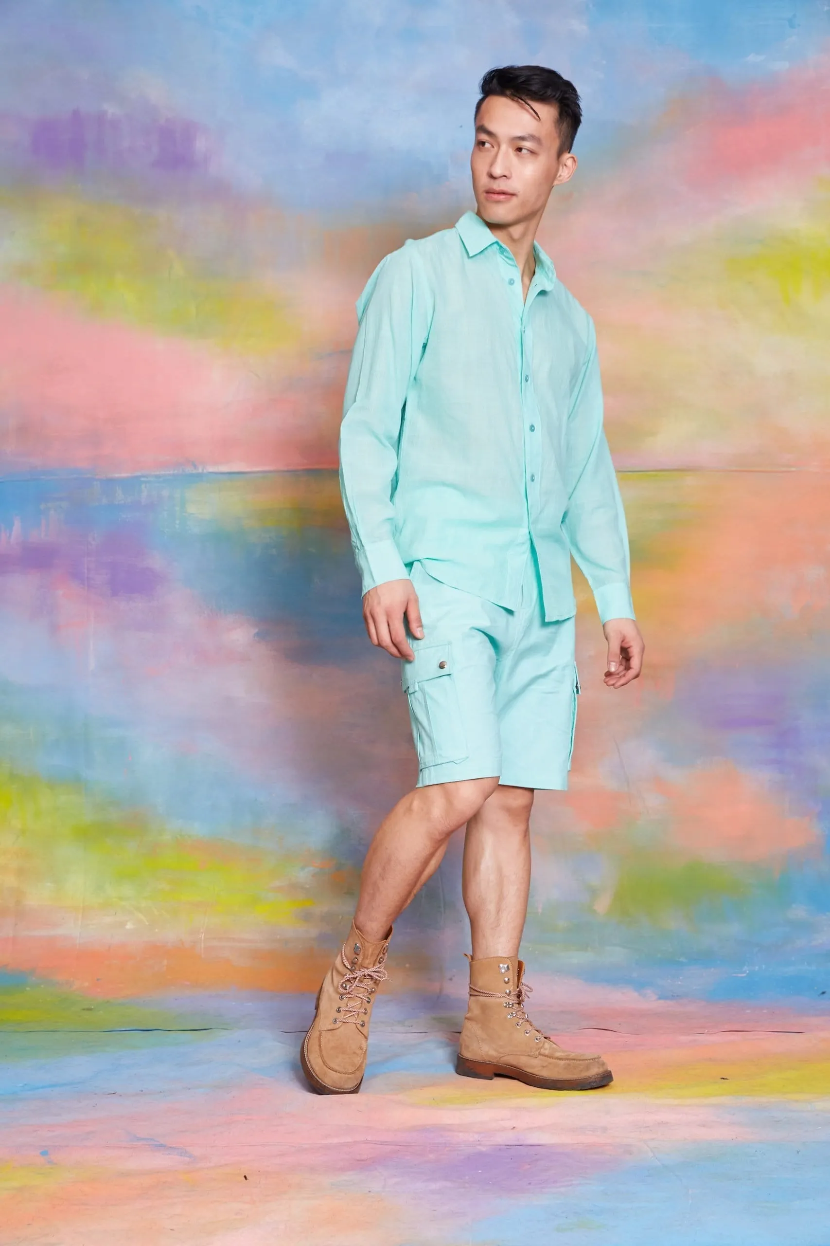 Lavanya Coodly Men's Coleman Organic Cotton Shirt in Beach Glass Green