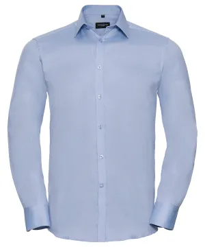 Light Blue - Long sleeve herringbone shirt