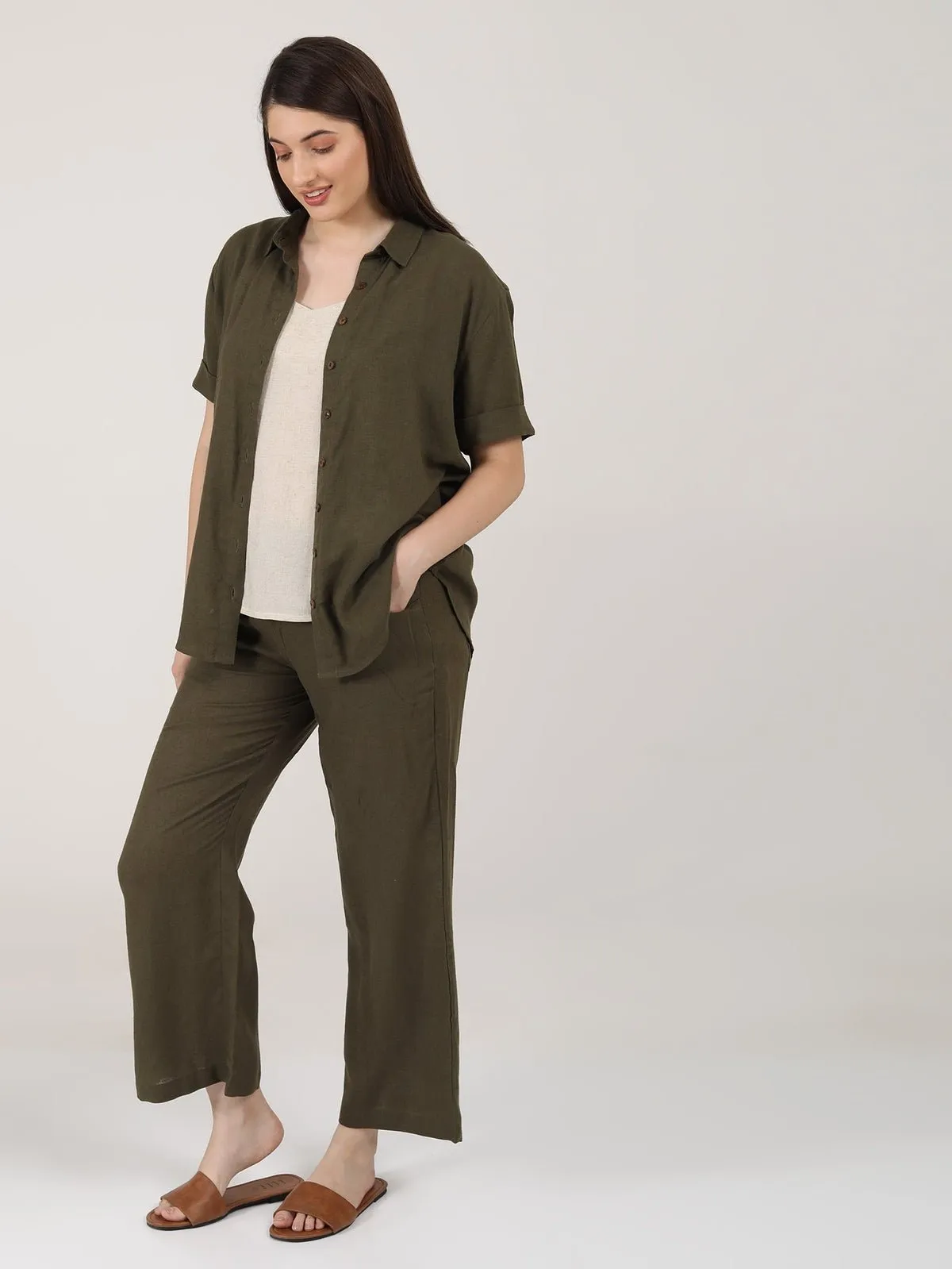 Linen Solid Short Sleeve Shirt