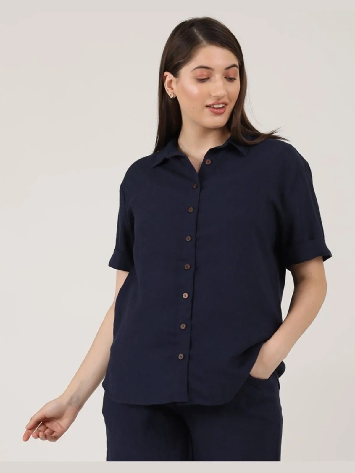Linen Solid Short Sleeve Shirt